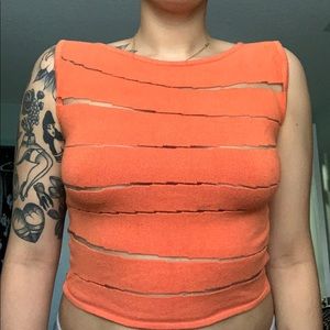 Orange open back crop top!